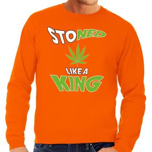 Oranje Koningsdag Stoned like a king sweater heren