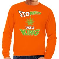 Oranje Koningsdag Stoned like a king sweater heren - thumbnail