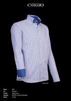 Giovanni Capraro 908-55 Heren Overhemd - Blauw gestreept [Groen Accent] - thumbnail