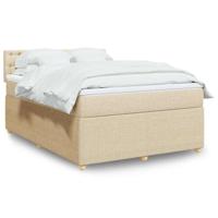 Boxspring met matras stof crèmekleurig 140x190 cm