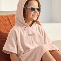 Kinderponcho met naam - 6/12 jaar - Roze