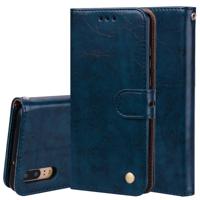 Voor Huawei P20 Lite Business stijl olie Wax textuur horizontale Flip lederen draagtas met houder & kaartsleuven & portemonnee (blauw)