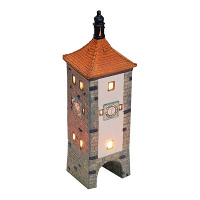 Wurm Lichthaus Siebersturm Rothenburg/Tauber van porselein, bruin/rood (B/H/D) 8x32x8cm.