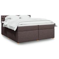 Boxspring met matras stof donkerbruin 200x200 cm