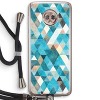 Gekleurde driehoekjes blauw: Motorola Moto G6 Transparant Hoesje met koord