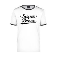 Super broer wit/zwart ringer t-shirt voor heren