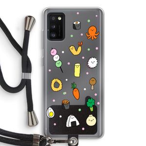 Happy bento friends: Samsung Galaxy A41 Transparant Hoesje met koord