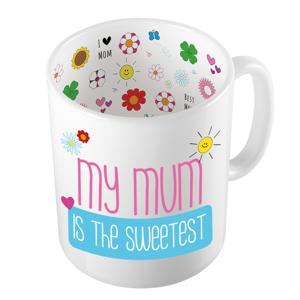 Cadeau koffie/thee mok voor mama - blauw - mama is de liefste - keramiek - 300 ml - Moederdag