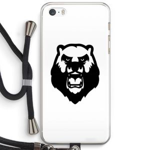 Angry Bear (white): iPhone 5 / 5S / SE Transparant Hoesje met koord