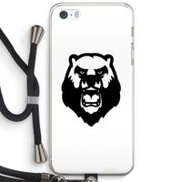 Angry Bear (white): iPhone 5 / 5S / SE Transparant Hoesje met koord