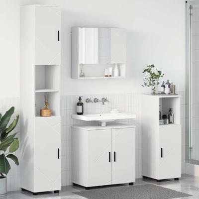 Badkamermeubelset 4 pcs Wit 61 x 35 x 64 cm Bewerkt hout