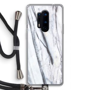 Gestreepte marmer: OnePlus 8 Pro Transparant Hoesje met koord