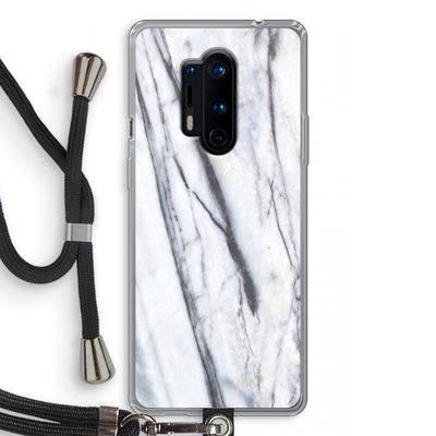 Gestreepte marmer: OnePlus 8 Pro Transparant Hoesje met koord
