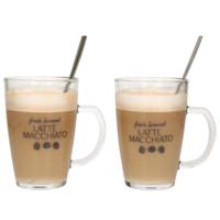 Latte macchiato glazen set - 2x stuks - incl. lepels - glas - 300 ml - koffie glazen
