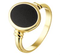 TFT Zegelring Massief Onyx Geelgoud