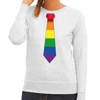 Gay pride regenboog stropdas sweater grijs dames 2XL  -