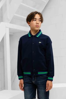 Lacoste Button-Down Fleece Jack Kids Donkerblauw - Maat 140 - Kleur: Donkerblauw | Soccerfanshop