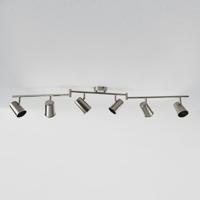 Riga - LED plafondlamp - 6 spots - Draaibaar en dimbaar - GU10 - Kantelbaar - Plafondspot - IP20 voor binnen - RVS