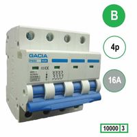16A 3 fase-N installatieautomaat B16 4 polig B16 M80/PB8H-4 10kA GACIA krachtstroom