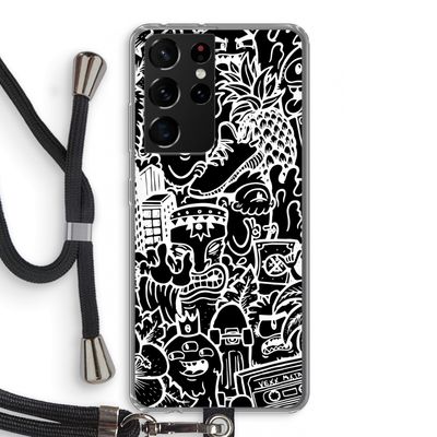 Vexx Black Mixtape: Samsung Galaxy S21 Ultra Transparant Hoesje met koord