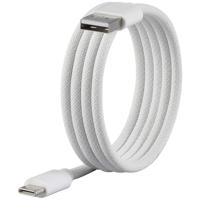 Renkforce USB-kabel USB 2.0 USB-C stekker, USB-A stekker 1.00 m Wit Met magnetische opwikkeling, Stoffen mantel RF-6437922