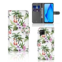 Huawei P40 Lite | Telefoonhoesje | Met pasjeshouder | Flamingo Palms