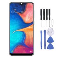 Originele super AMOLED materiaal LCD-scherm en digitizer volledige assemblage met frame voor de Galaxy A20