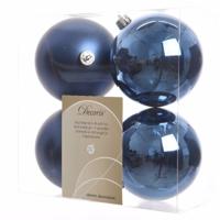 Decoris Kerstballen - 8x st - donkerblauw - 10 cm - kunststof - kerstversiering