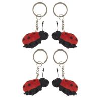 Nature Planet Pluche Lieveheersbeestje - 4x - knuffel sleutelhanger - 6 cm - dieren Nature Planet Pluche Lieveheersbeestje - 4x - knuffel sleutelhanger - 6 cm - dieren