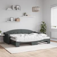 Slaapbank onderschuifbed matrassen 80x200 cm stof donkergrijs