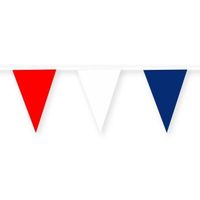 Rode/witte/blauwe Franse/Frankrijk slinger van stof 10 meter feestversiering   - - thumbnail