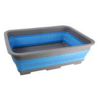 Opvouwbare afwasteil/afwasbak - grijs/blauw - kunststof - 37 x 28 - keuken - reis accessoires