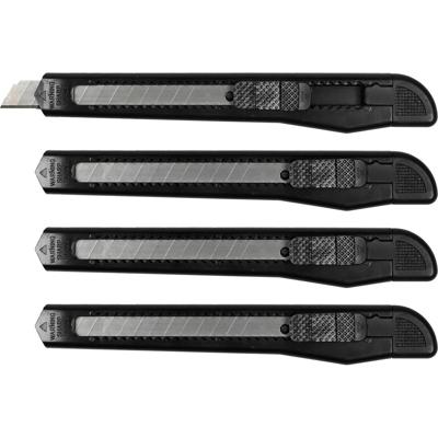 Afbreekmessen - 4x stuks - zwart - breed - scherp mes