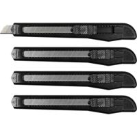 Afbreekmessen - 4x stuks - zwart - breed - scherp mes