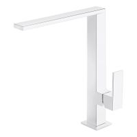 Keukenkraan Tres Cuadro | Opbouw | 360° Draaibaar | Mengkraan | 1-hendel | Vierkant | Wit mat