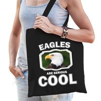 Katoenen tasje eagles are serious cool zwart - zeearenden/ arend cadeau tas - Feest Boodschappentassen - thumbnail