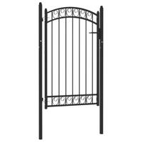 Poort met gebogen bovenkant 100x150 cm staal zwart