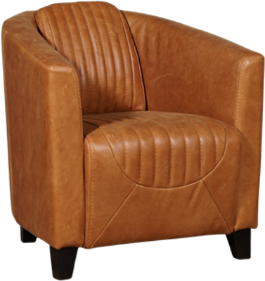 Cognac leren landelijke kuipstoel Press Special - poot hout zwart - Vintage Leer Cognac (cognac leer)