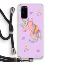 Roze eenhoorn: Samsung Galaxy S20 Transparant Hoesje met koord