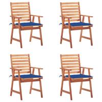 Tuinstoelen 4 st met kussens massief acaciahout