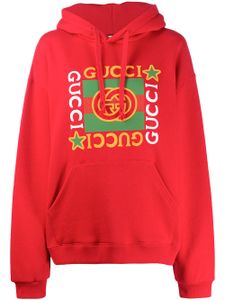 Gucci sweat à capuche à logo imprimé - Rouge