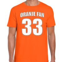 Oranje race fan nummer 33 oranje t-shirt Holland / Nederland supporter voor heren - thumbnail