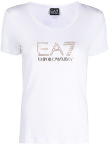 Ea7 Emporio Armani t-shirt à ornements strassés - Blanc