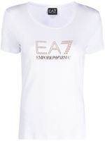 Ea7 Emporio Armani t-shirt à ornements strassés - Blanc