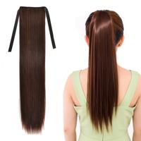 Natuurlijke lange rechte haren paardenstaart bandage-stijl pruik paardenstaart voor vrouwen lengte: 60cm (Marron)
