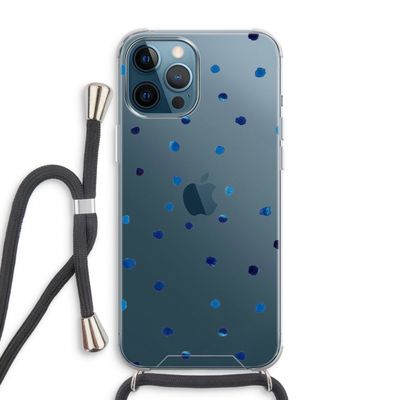 Blauwe stippen: iPhone 12 Pro Max Transparant Hoesje met koord
