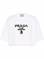 Prada t-shirt à logo brodé - Blanc