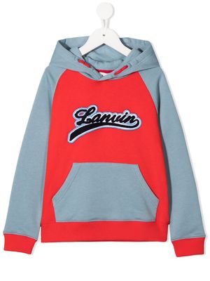 Lanvin Enfant sweat à capuche colour block - Rouge