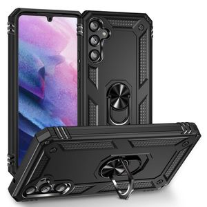 Lunso - Samsung Galaxy A34 - Armor backcover hoes met ringhouder - Zwart