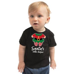 Kerst baby t-shirt - Kerst elfje - zwart - Santa little helper